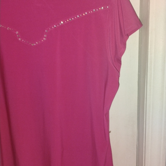 Chic Pink Button-Down Shirt with Rhinestone Accents - Picture 10 of 10